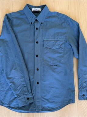Stone Island Blue Button Shirt